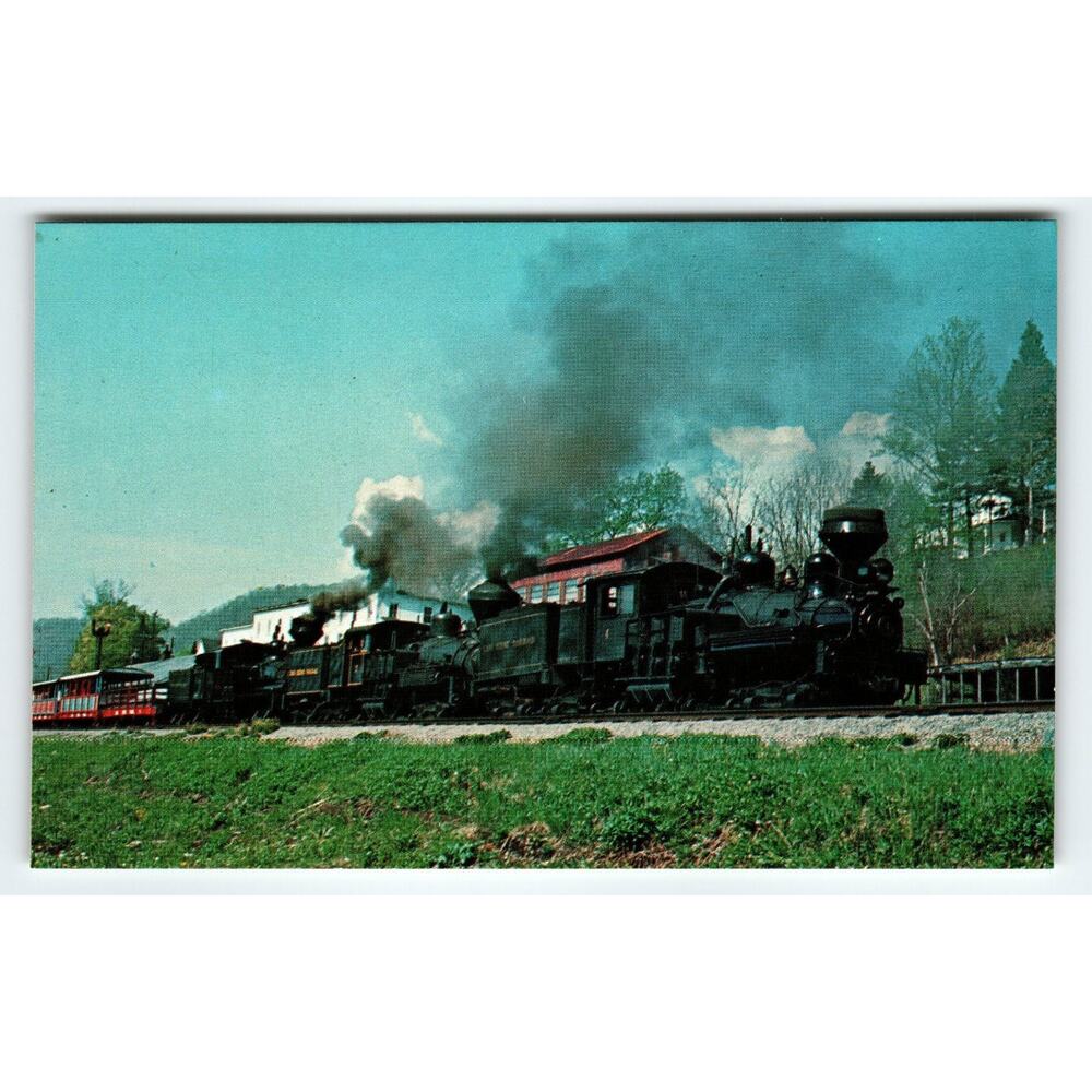 Cass WV Triple Header Steam Train Postcard Photochrome Lithograph